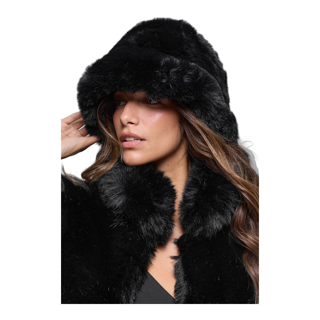 alo Faux Fur Starstruck Bucket Hat - Black by Alo Yoga