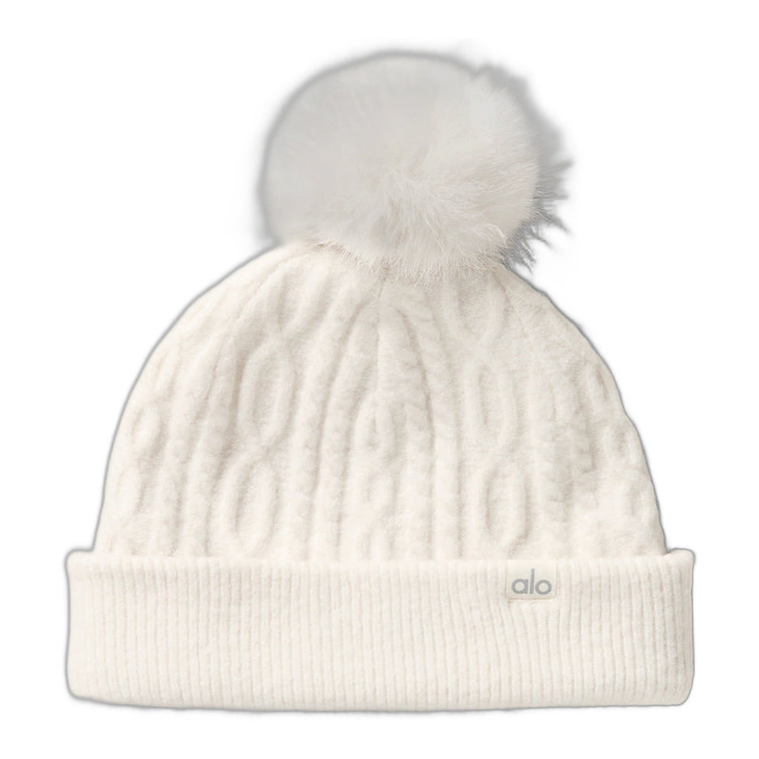 alo Cable Knit Winter Bliss Beanie - Ivory by Alo Yoga
