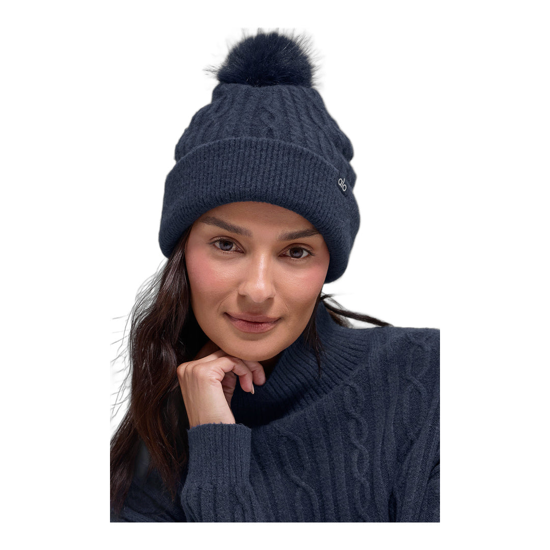 alo Cable Knit Winter Bliss Beanie - Navy by Alo Yoga