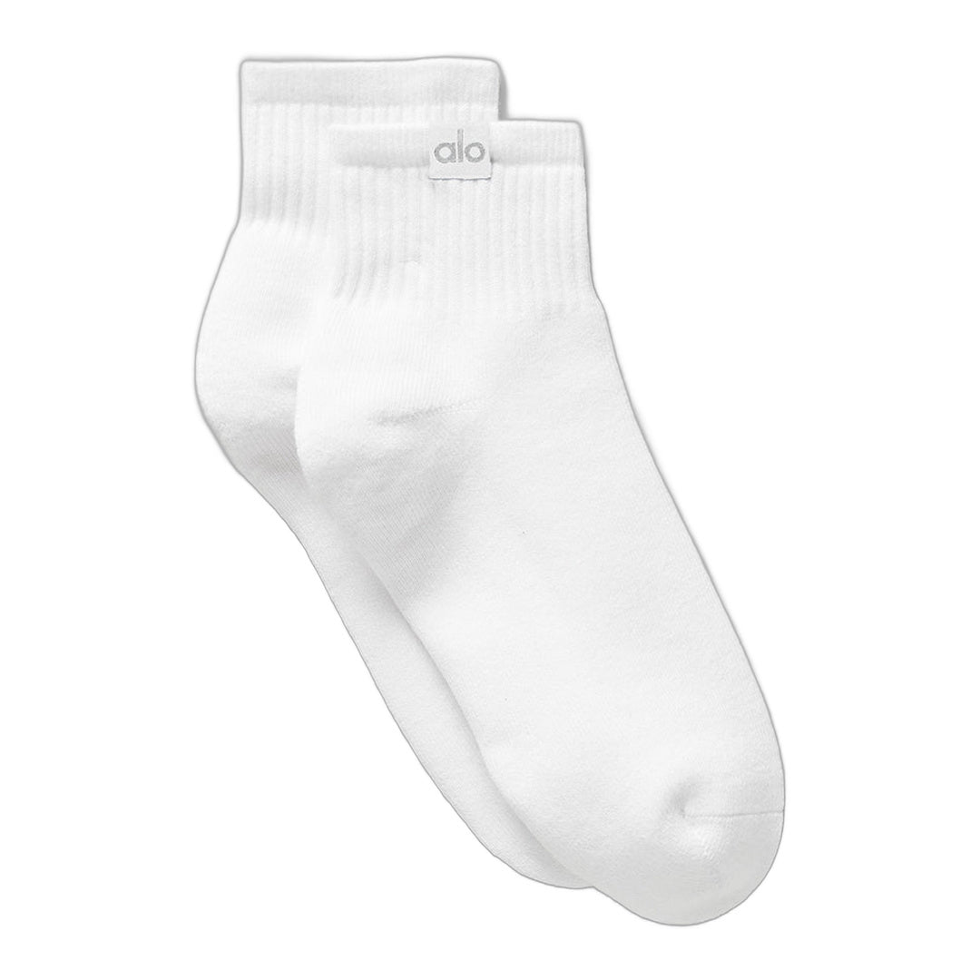 alo Quarter Crew Street Sock - White by Alo Yoga