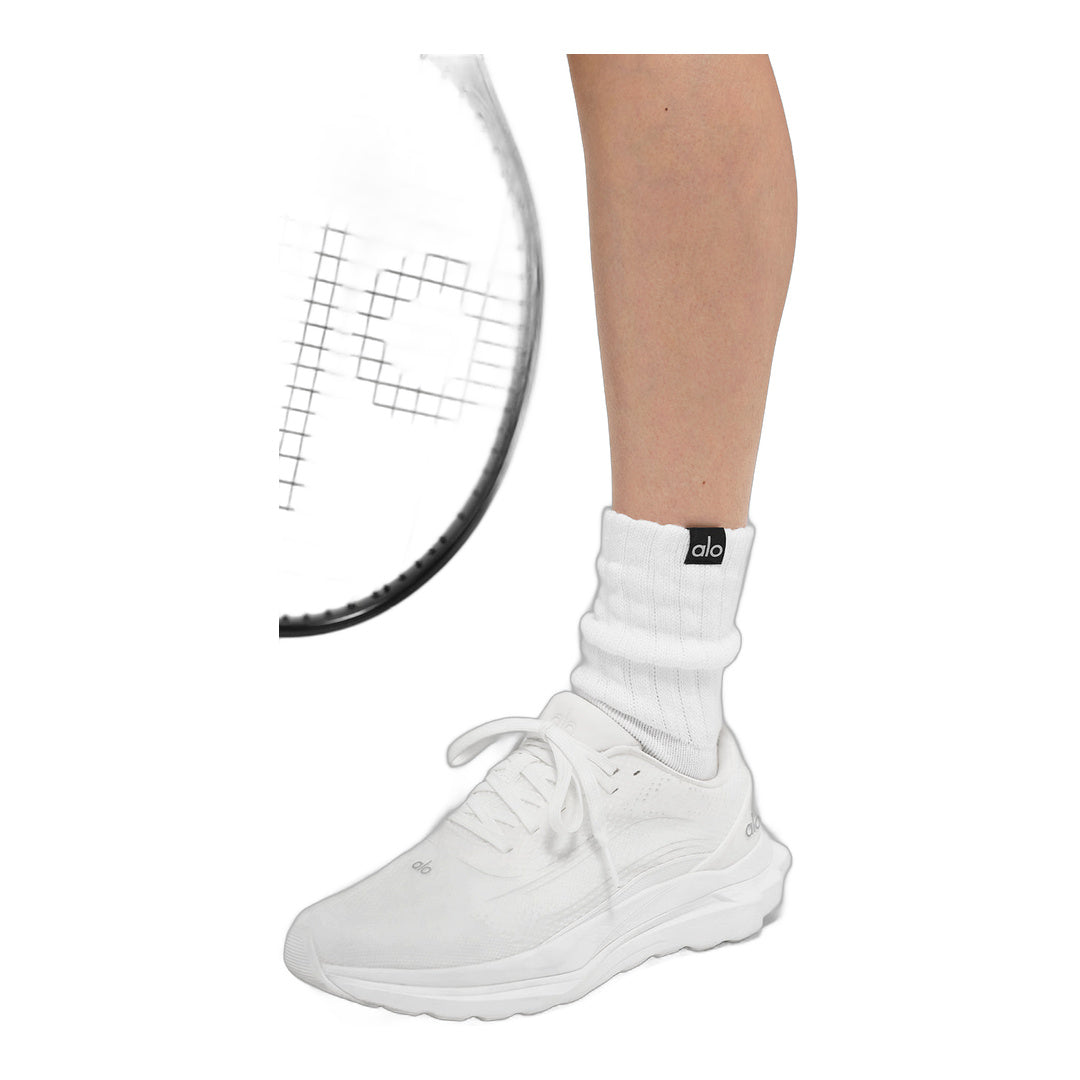 alo Unisex Half-Crew Scrunch Sock - White by Alo Yoga