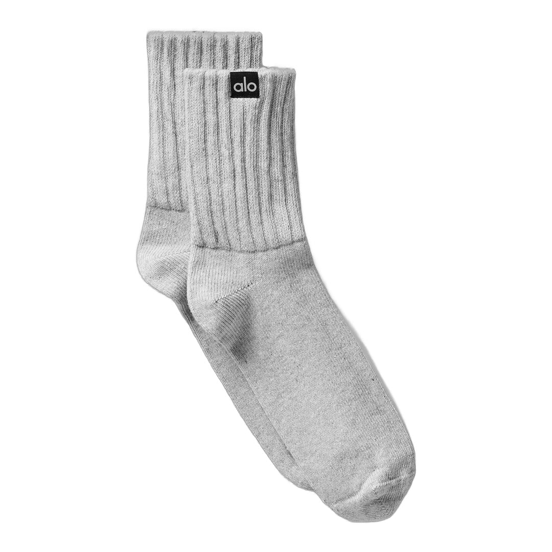 alo Unisex Half-Crew Scrunch Sock - Athletic Heather Grey by Alo Yoga