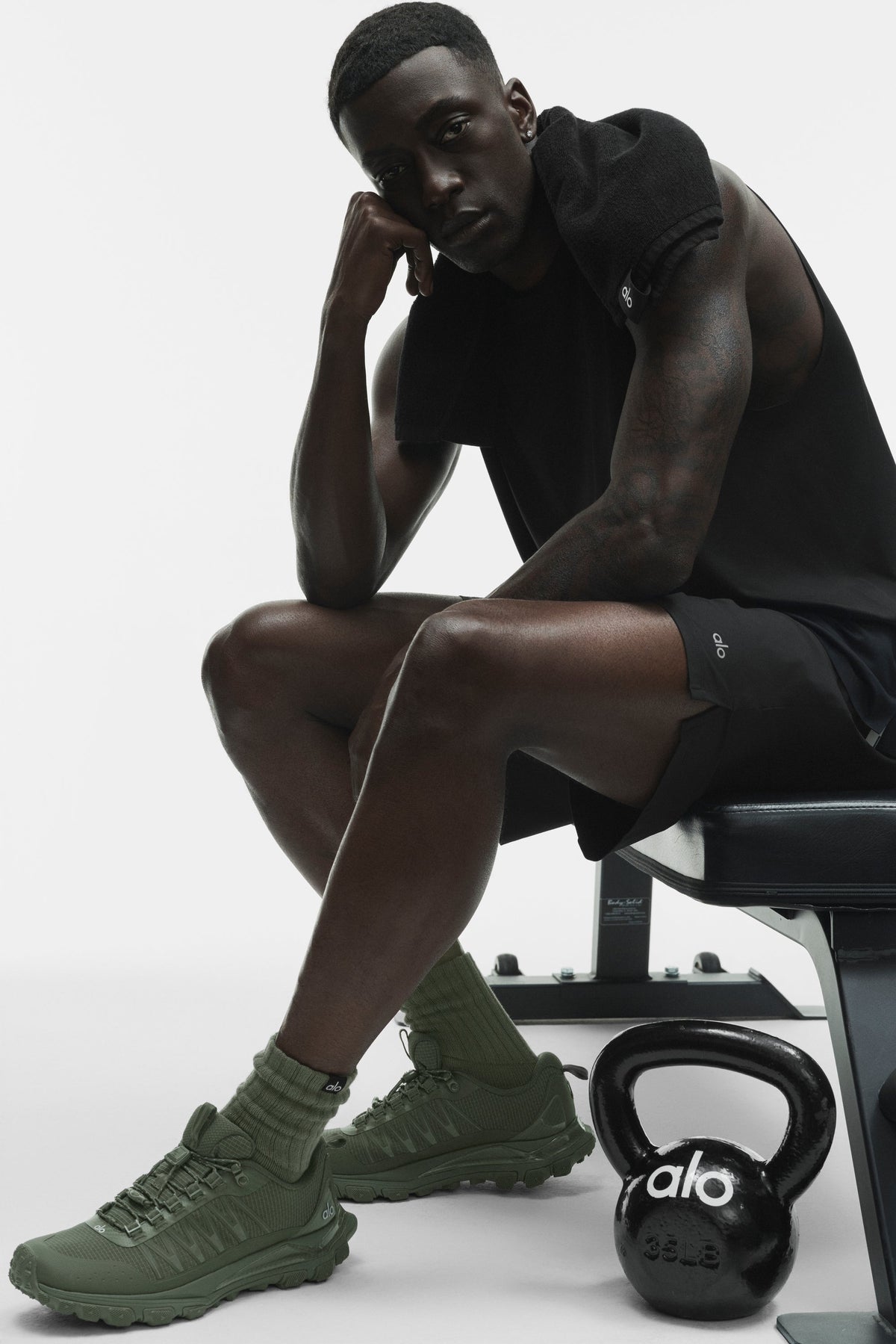 Alo Yoga Unisex Half-Crew Scrunch Sock in Bamboo Green, product image 3 of 3