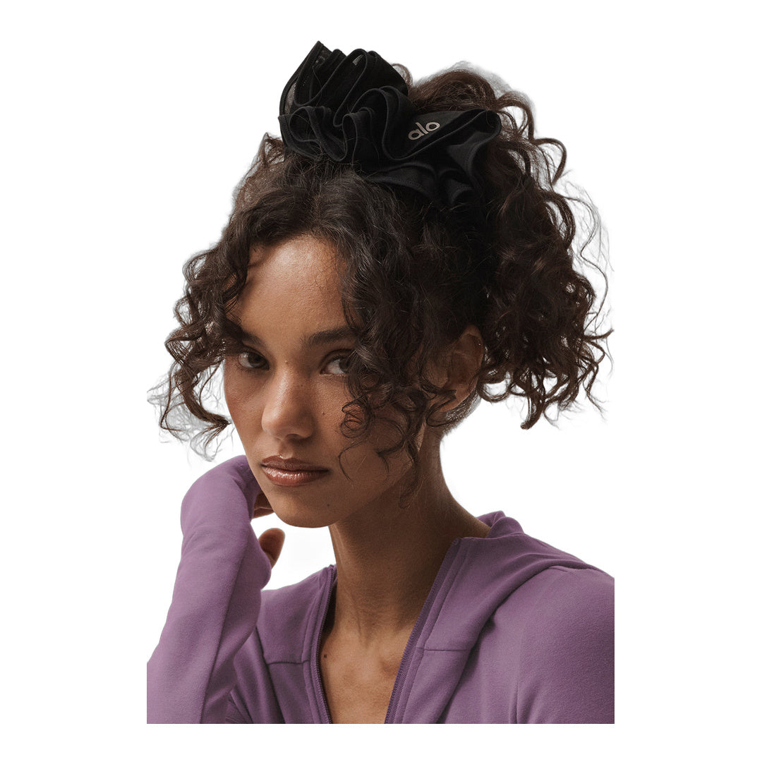alo Mesh Sweet Nothing Oversize Scrunchie - Black by Alo Yoga