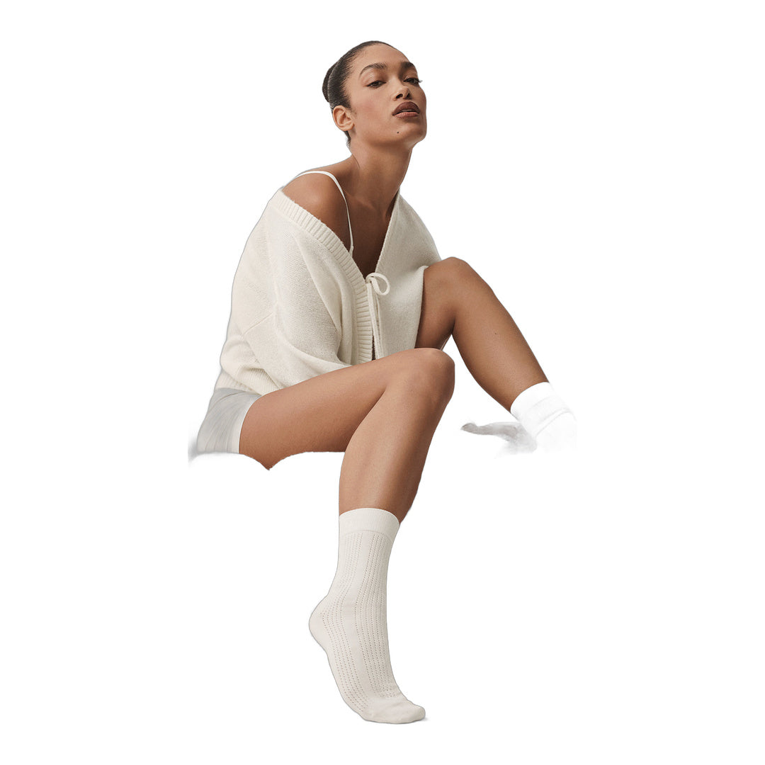 alo Cashmere Mesh Sock - Ivory by Alo Yoga