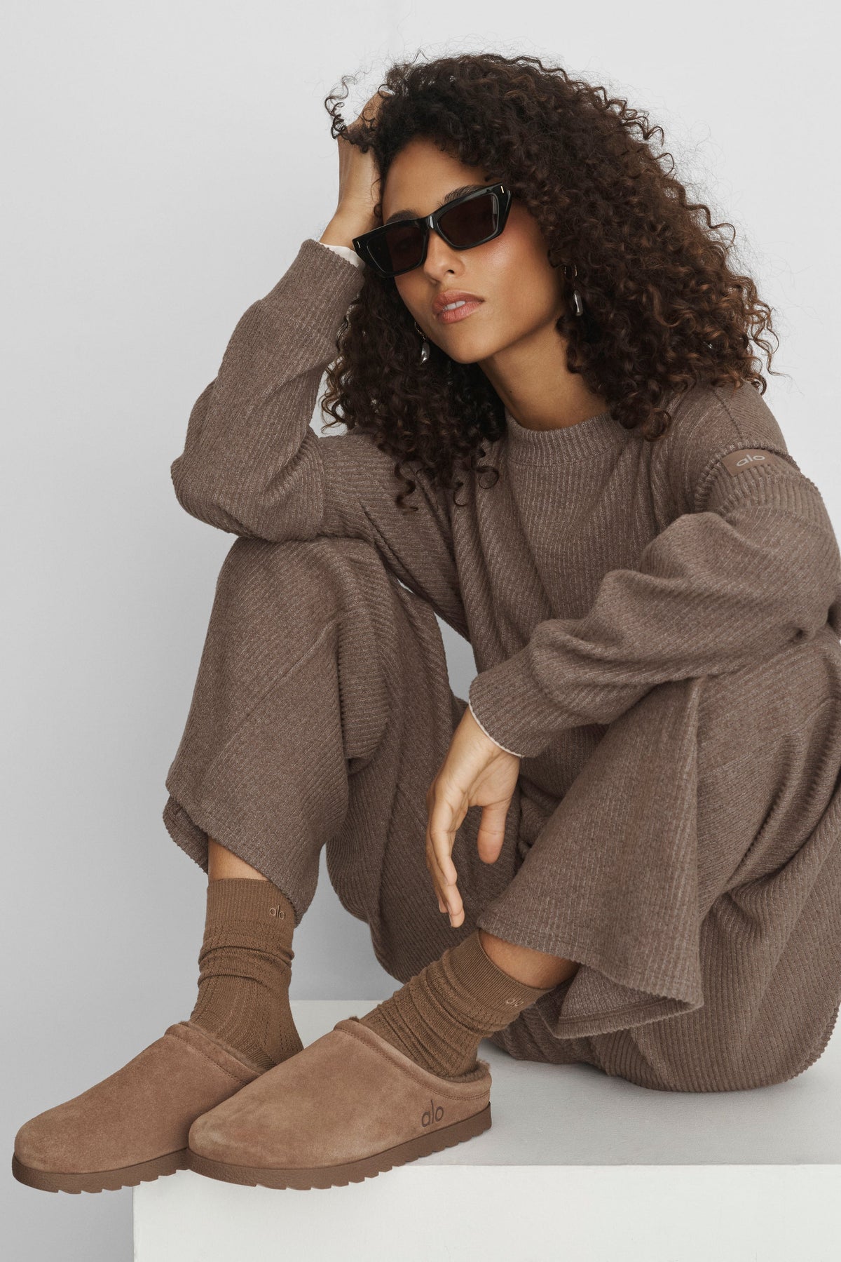 Alo Yoga Cashmere Mesh Sock in Java Brown, product image 2 of 2