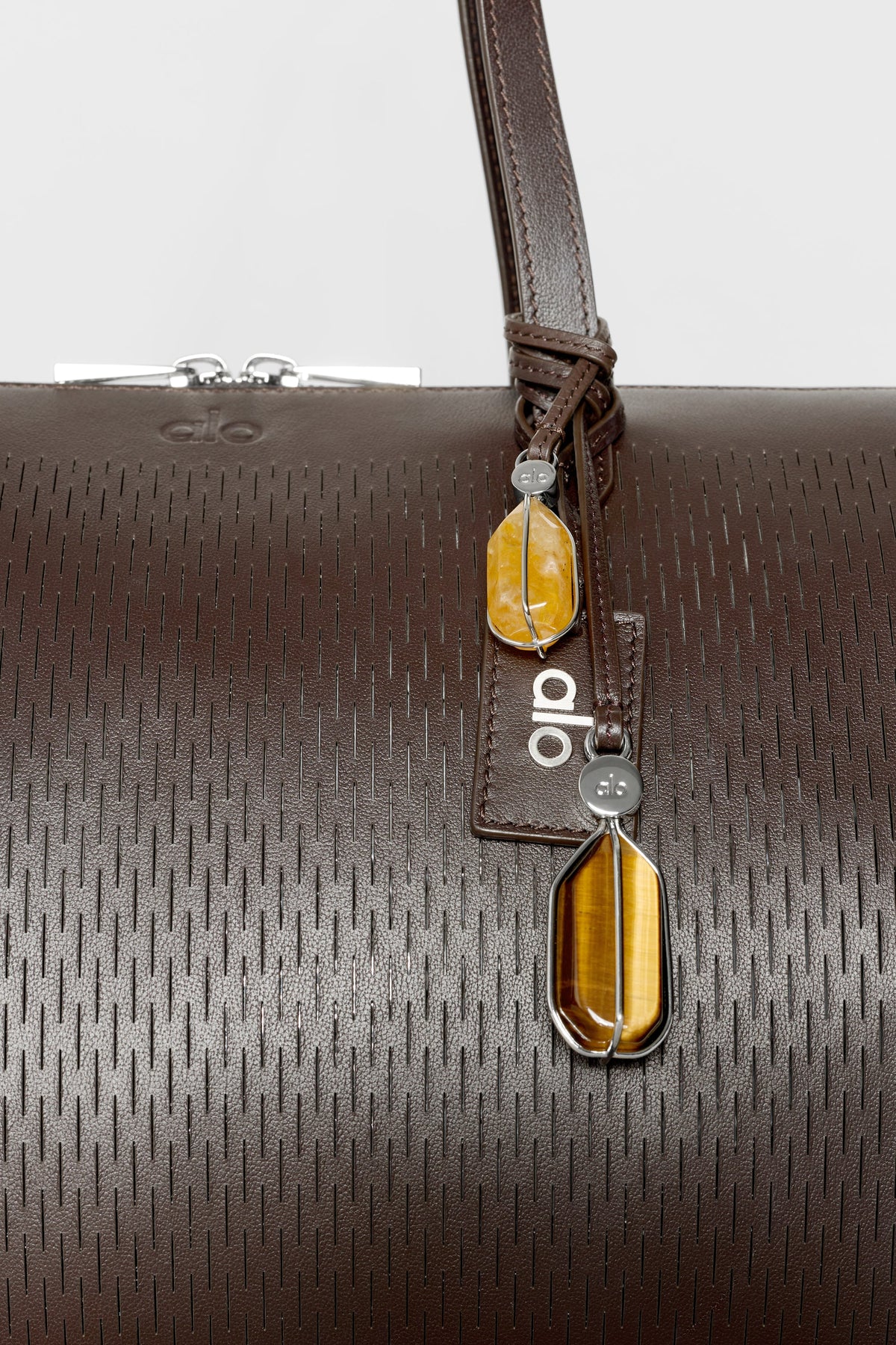 Alo Yoga Leather Mesh Shoulder Voyage in Espresso Leather Mesh, product image 7 of 8