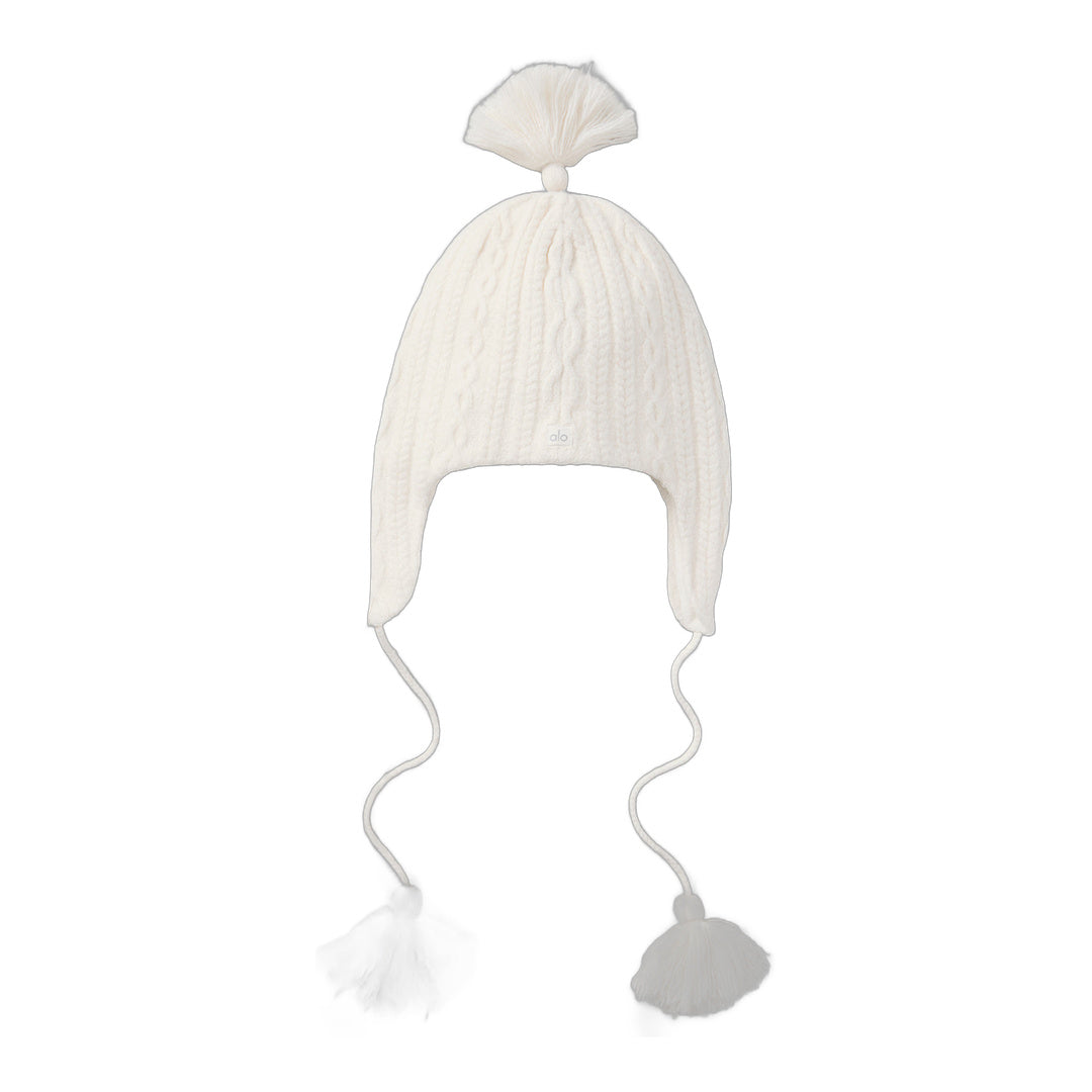 alo Cable Knit Winter Bliss Earflap Beanie - Ivory by Alo Yoga