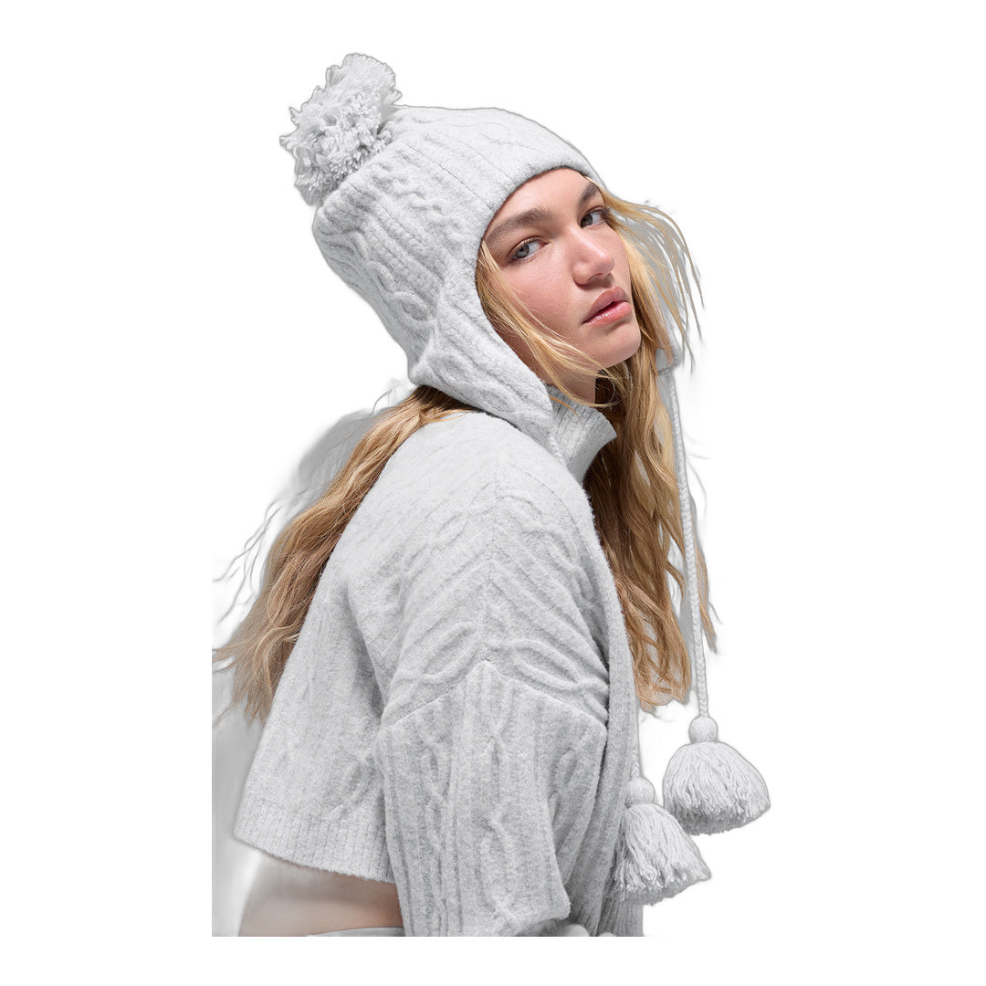 alo Cable Knit Winter Bliss Earflap Beanie - Athletic Heather Grey by Alo Yoga