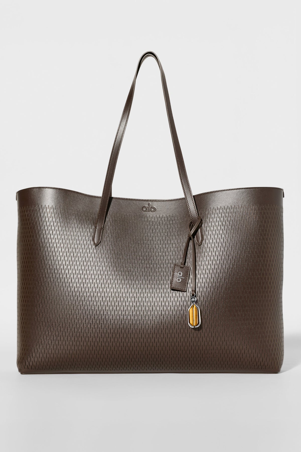 Alo Yoga Leather Mesh Tranquility Tote in Espresso Leather Mesh