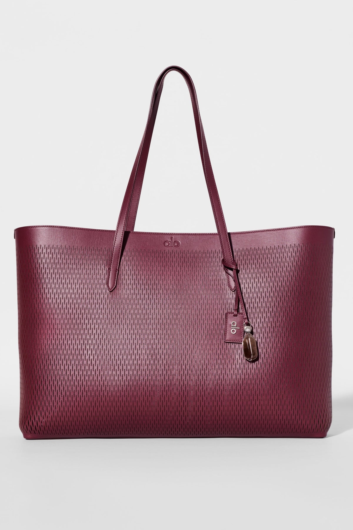 Alo Yoga Leather Mesh Tranquility Tote in Bordeaux Leather Mesh