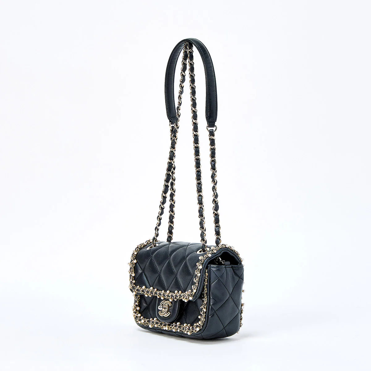 CHANEL Mini Matelassé Shoulder Bag – Black Gold Lambskin - Zeuskicks