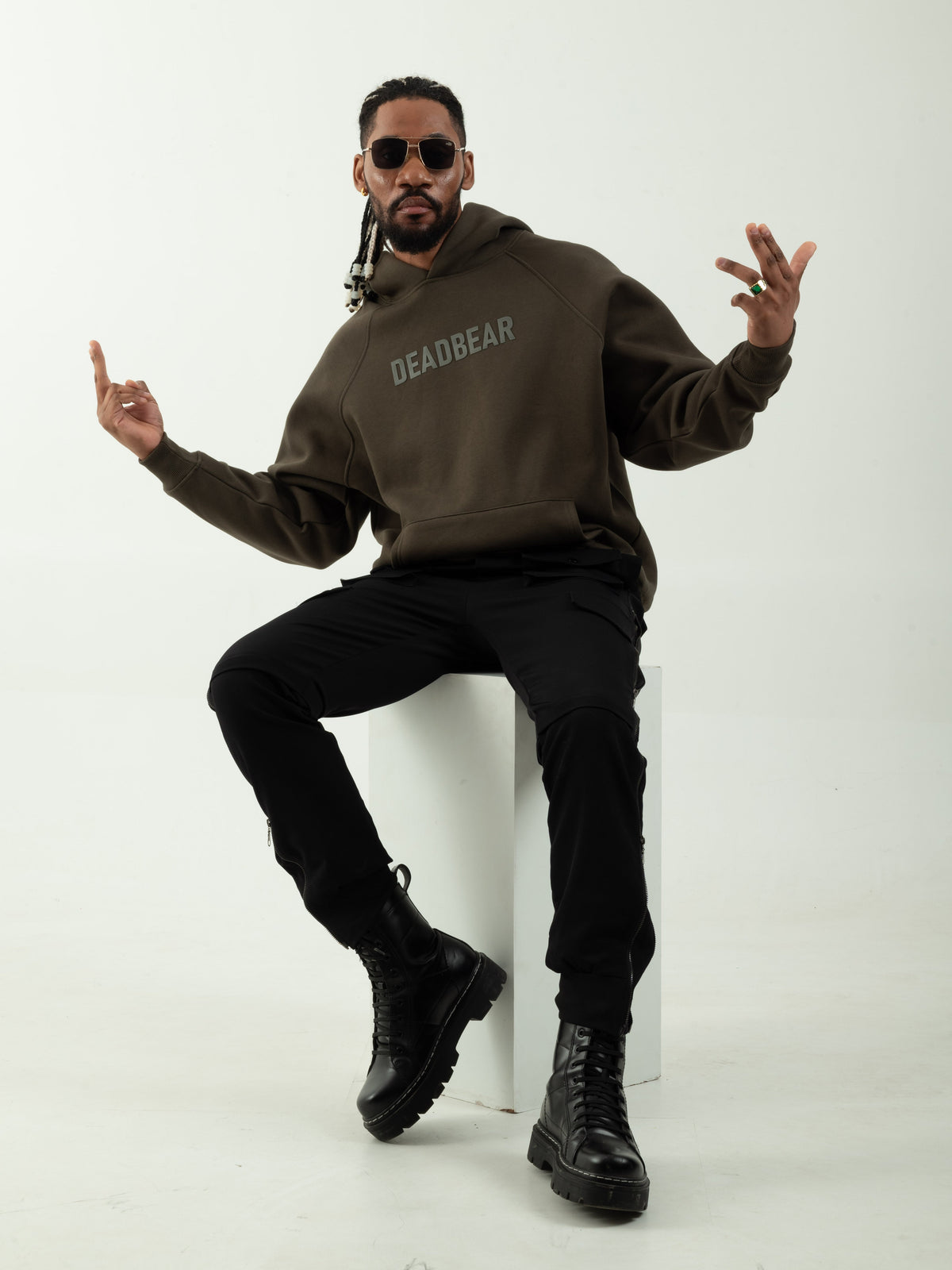 Basic Olive Hoodie by DEADBEAR