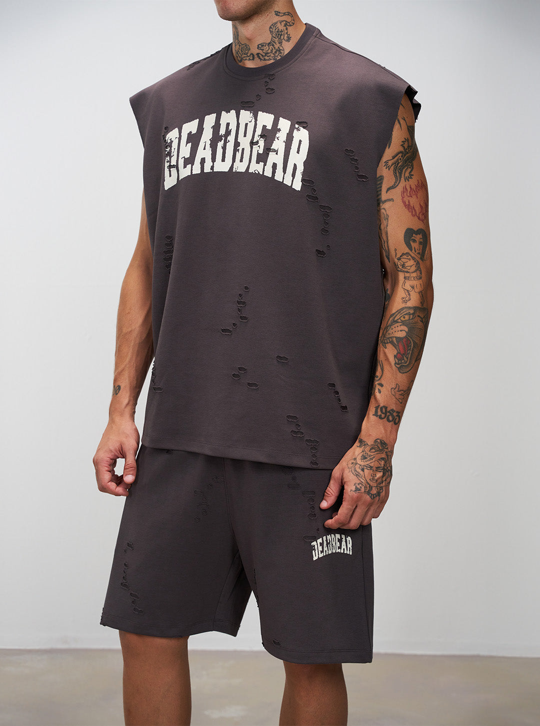 Distressed Ash Grey Tank by DEADBEAR
