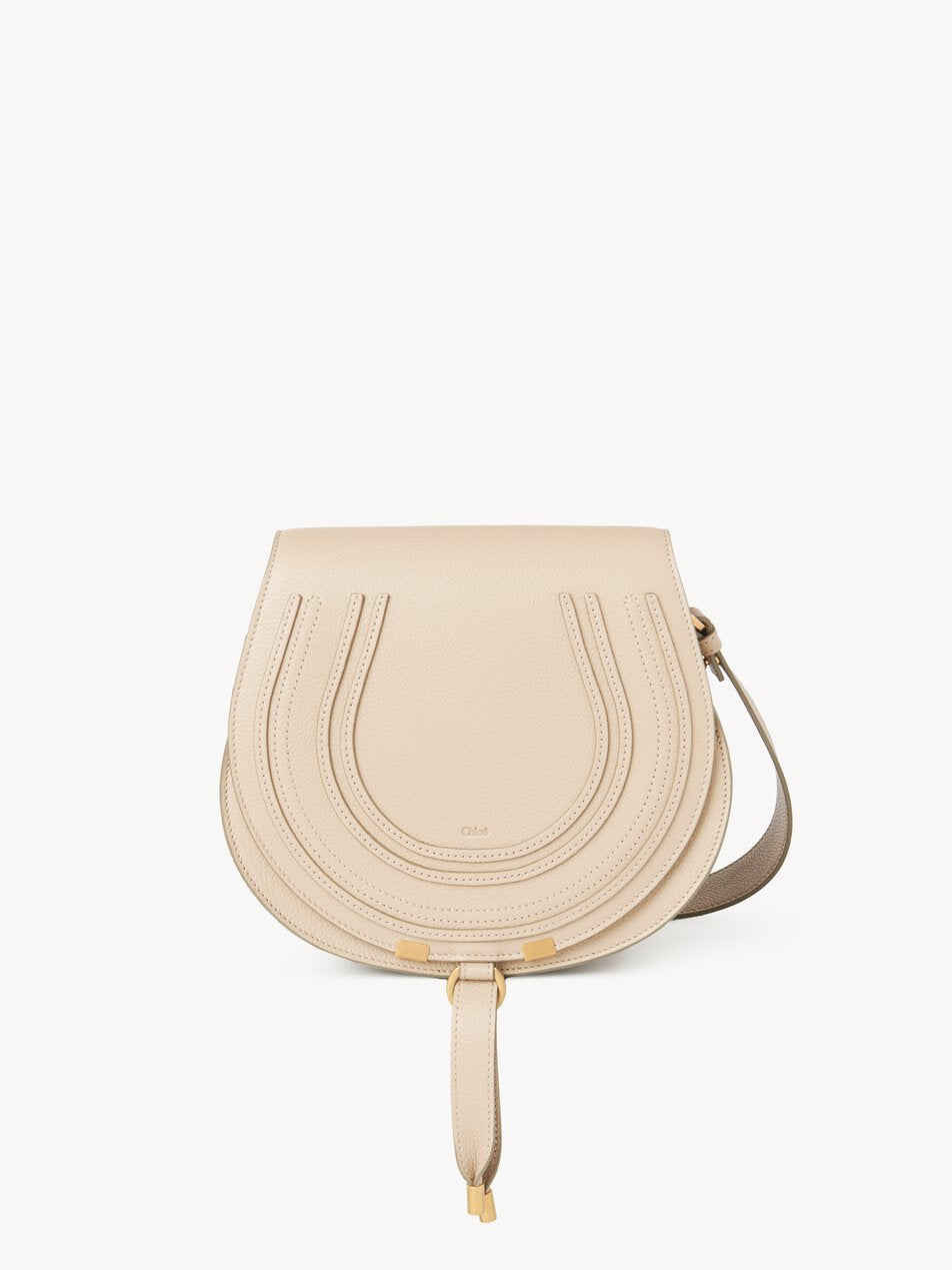 CHLOE Marcie saddle bag in grained leather Sweet Beige by CHLOE