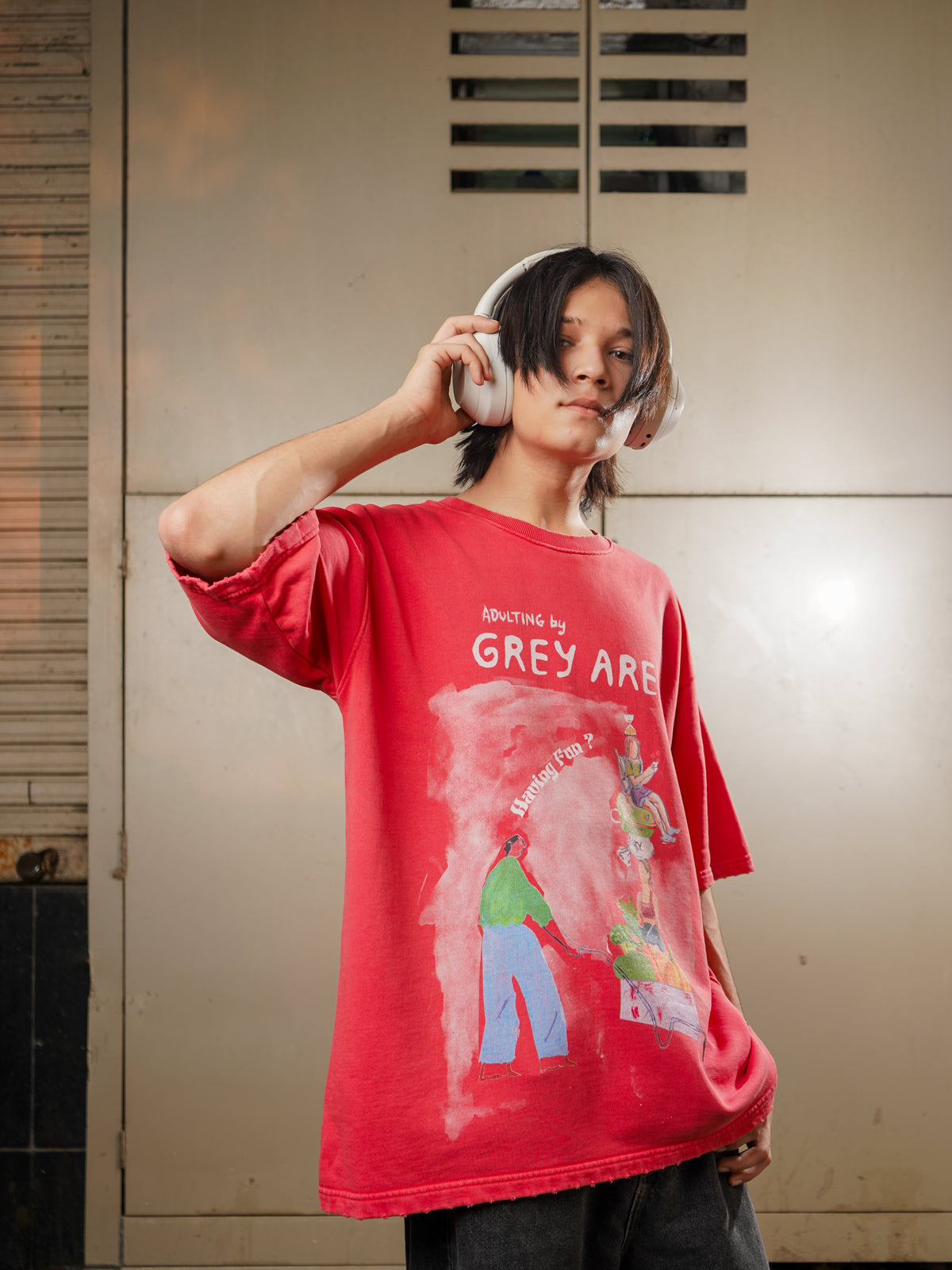 ADULTING T-SHIRT (SCARLET) by GREY AREA