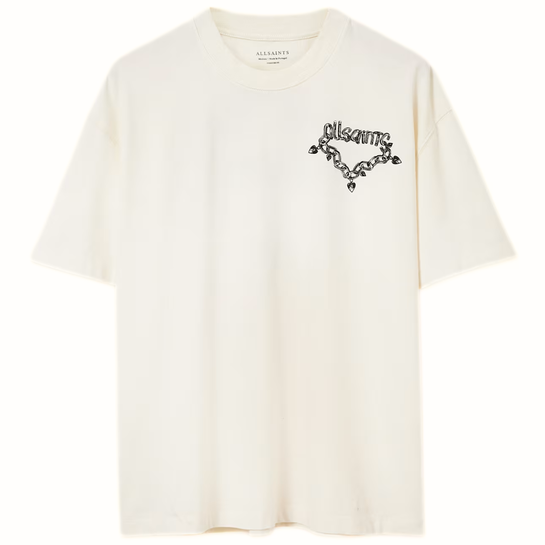 ALL SAINTS DRIP SS CREW OVERSIZED T-SHIRT CHALK WHITE by ALL SAINTS
