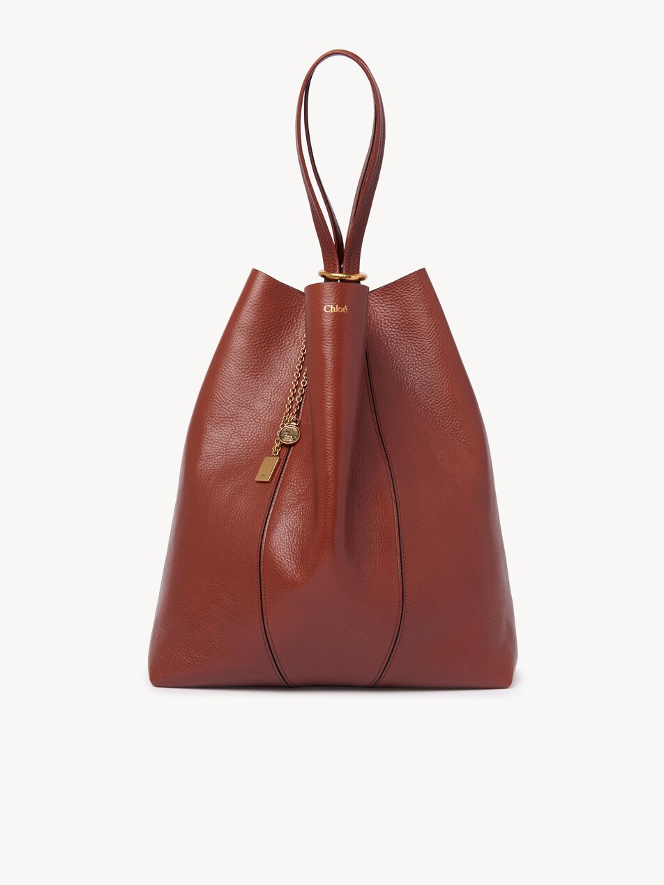 CHLOE Large Chloé Spin tote bag in grained leather Blushy Brown by CHLOE