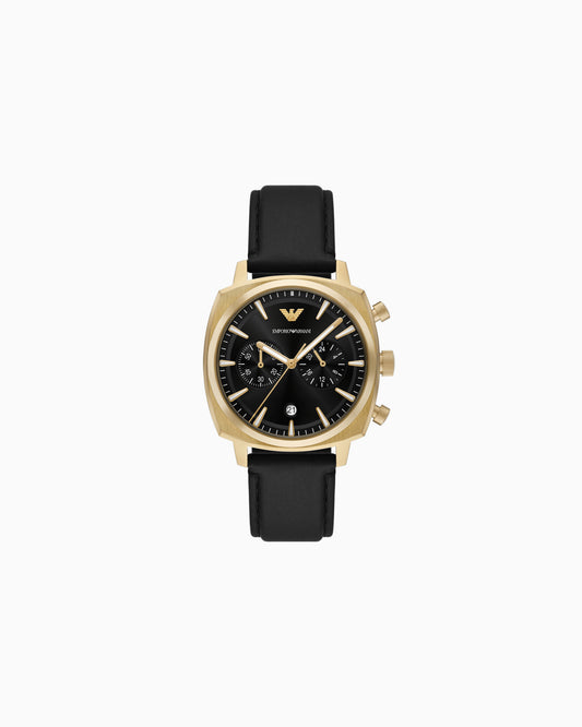 Chronograph Black Leather Watch (AR11690)