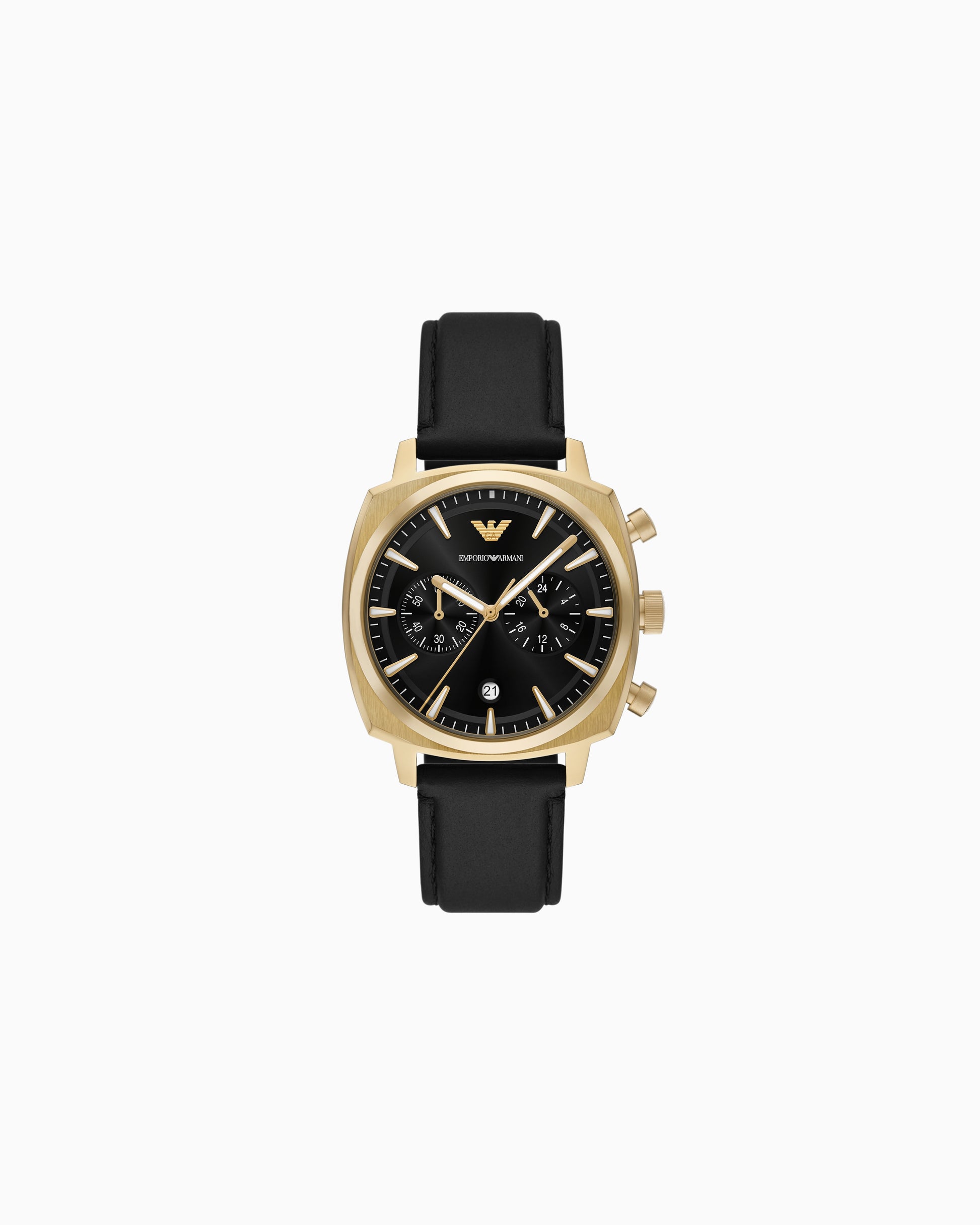 Chronograph Black Leather Watch (AR11690)