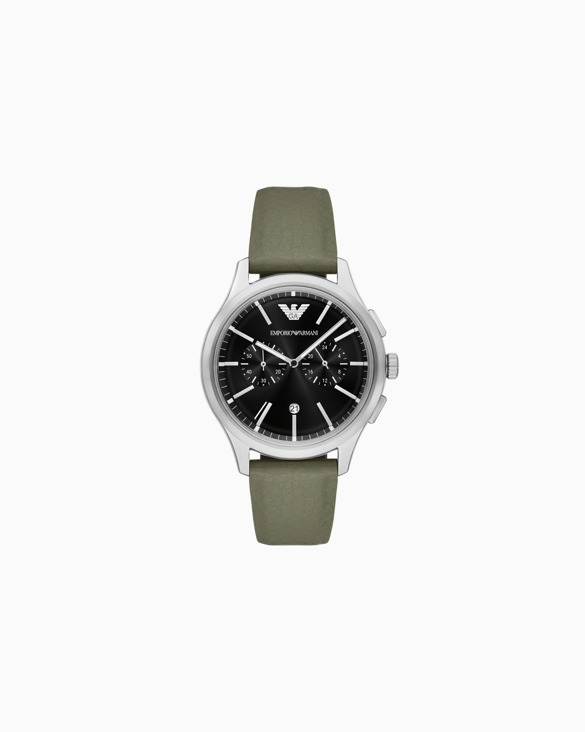 Chronograph Green Leather Strap Watch (AR11693)