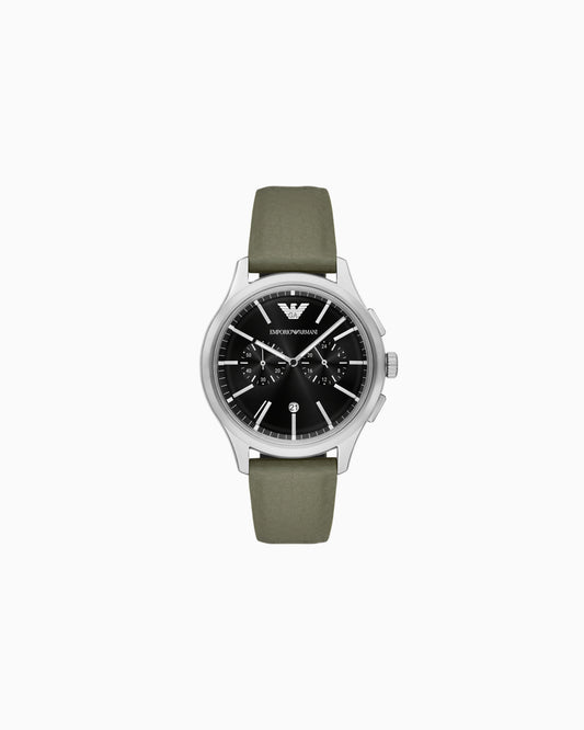 Chronograph Green Leather Strap Watch (AR11693)