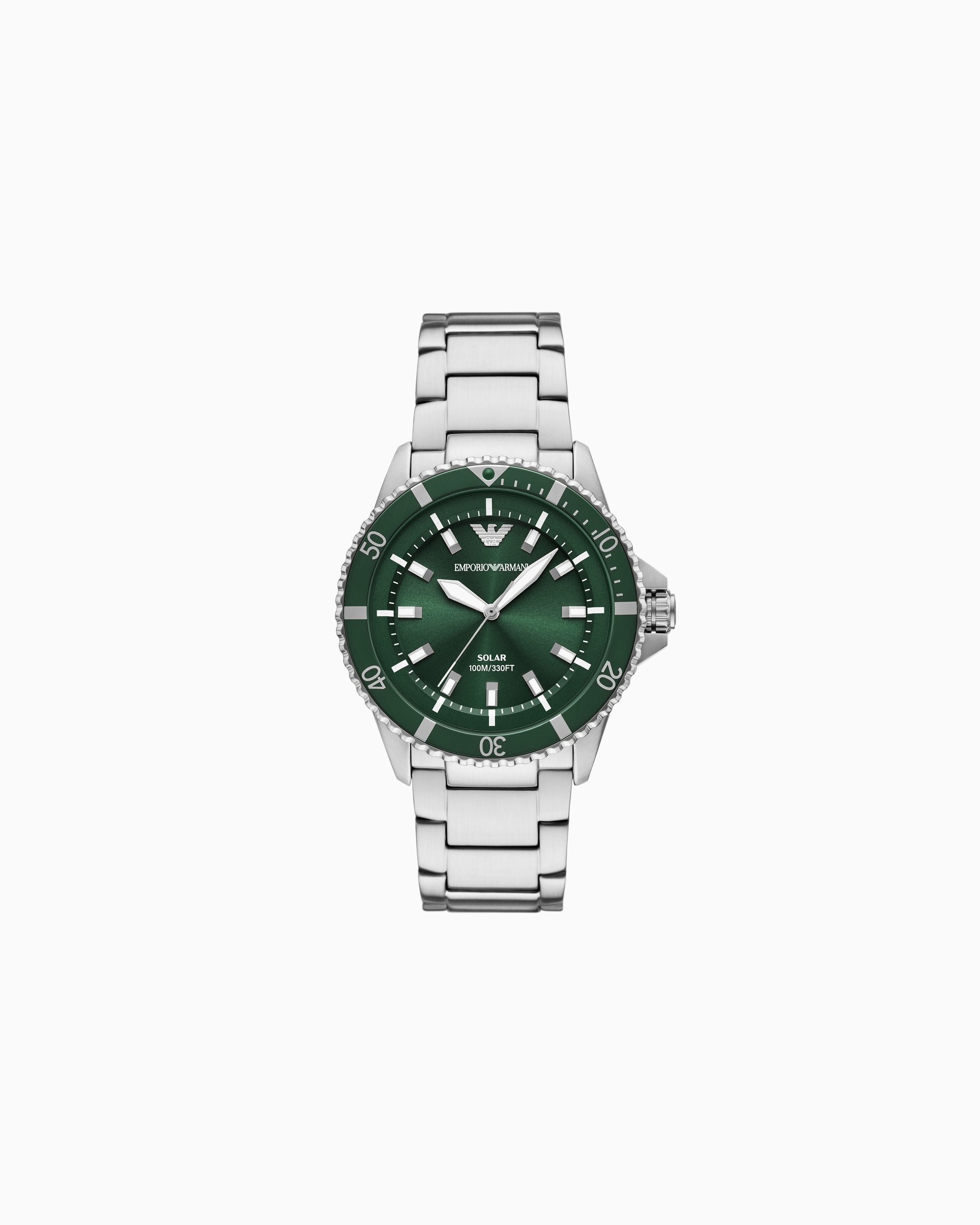 World Explorer Solar-Powered Three-Hand Stainless Steel Watch (AR11698)