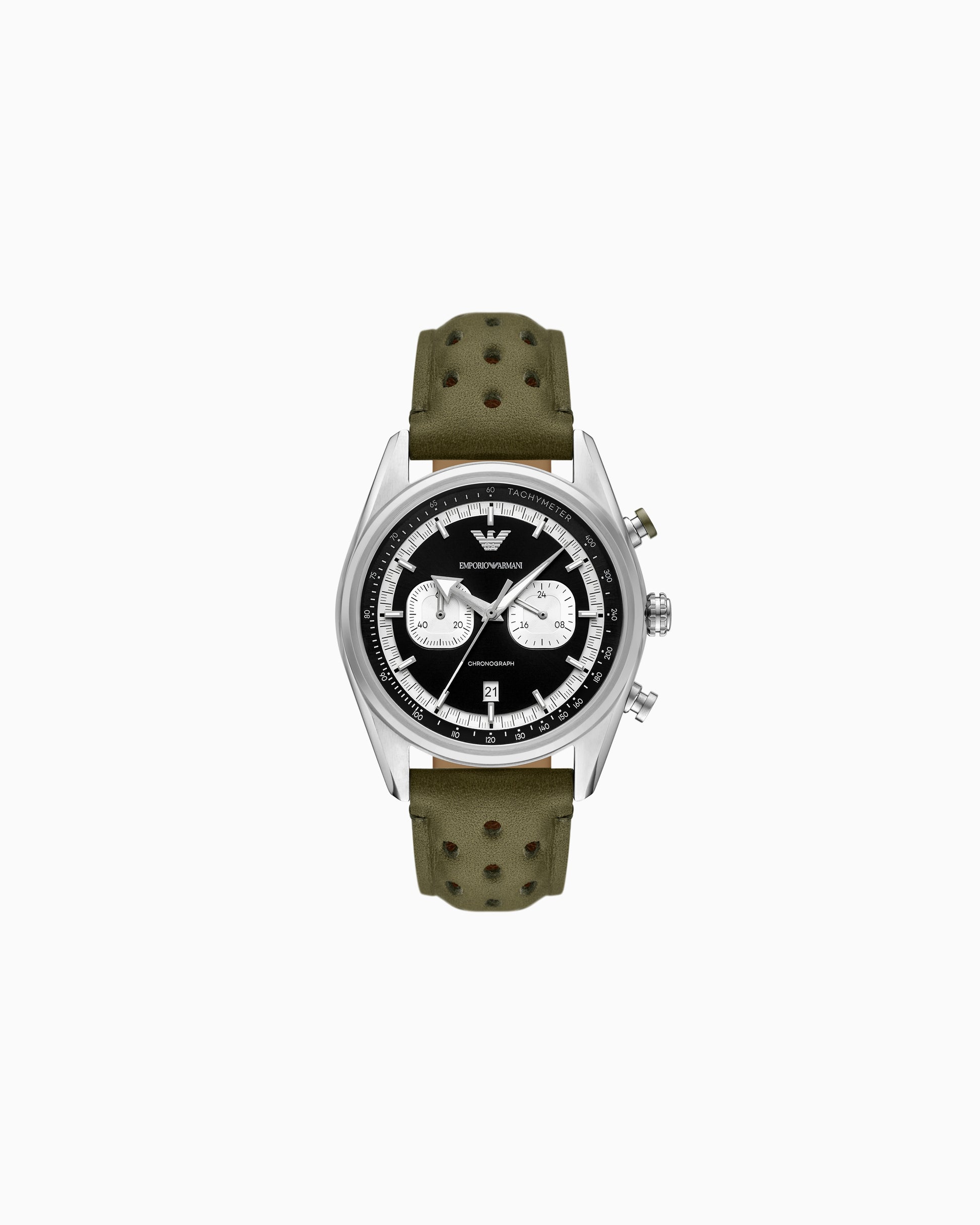 Chronograph Green Leather Watch (AR11709)