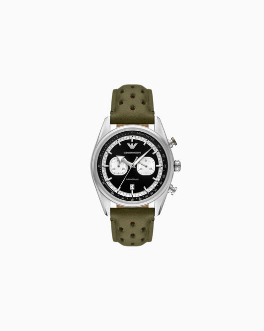 Chronograph Green Leather Watch (AR11709)
