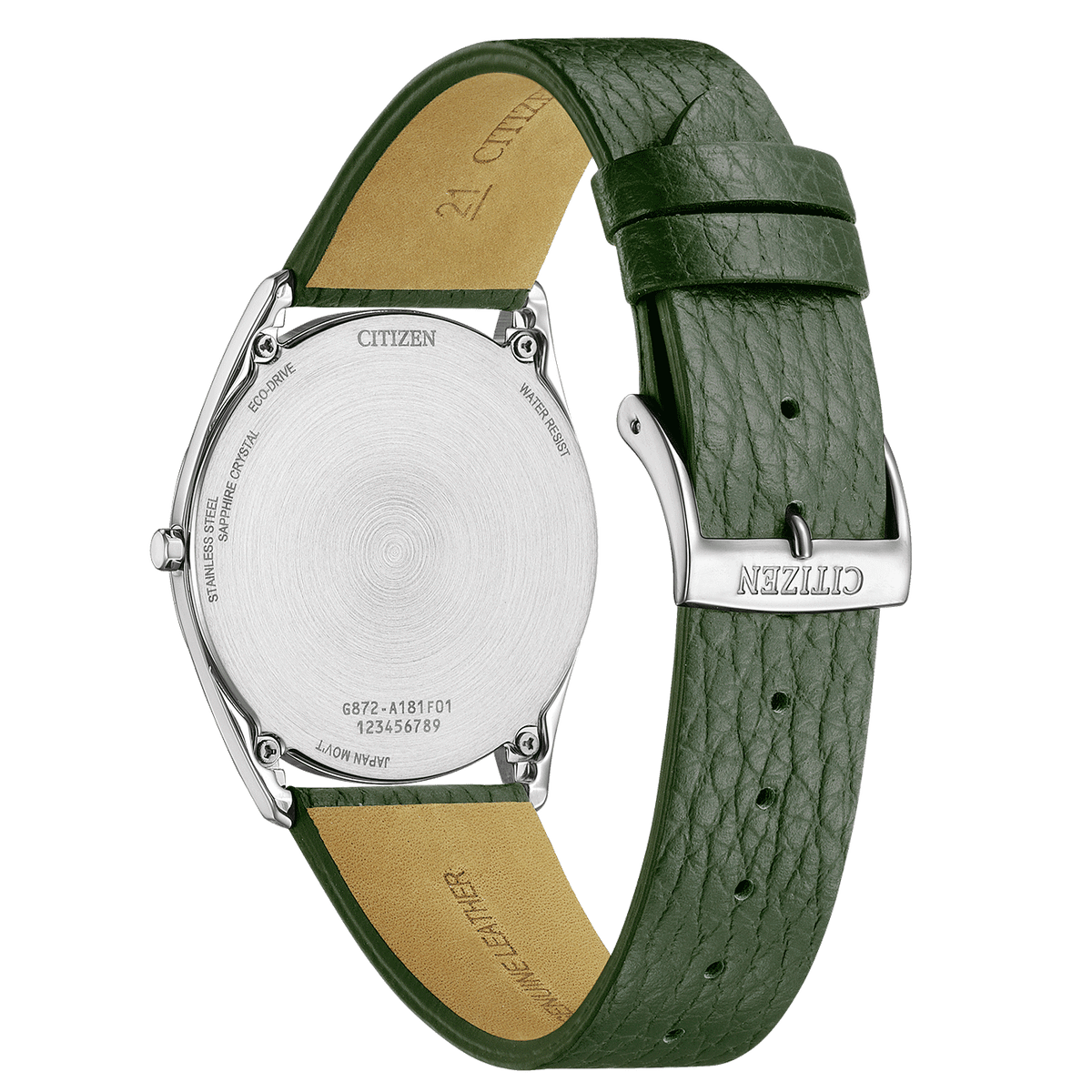 Citizen Suratto Eco-Drive Green Dial Men's Watch AR3120-32X – case back