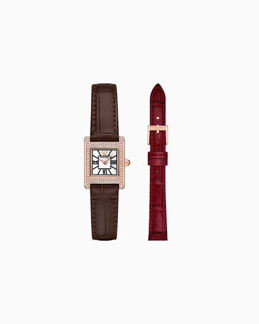  Interchangeable Leather Strap Watch Set (AR80083SET)
