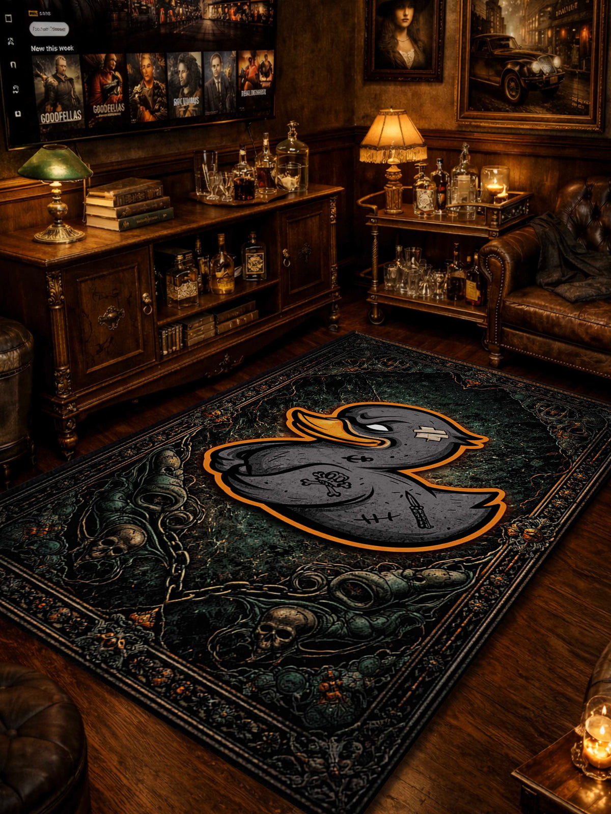 Angry Duck Traditional Washable Custom Rug by THE DRIP CO. RUGS