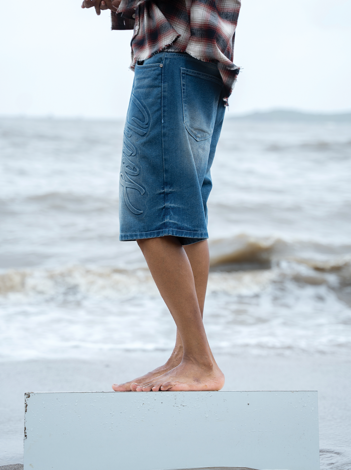 Washed Jorts Light Blue by Peace In Chaos