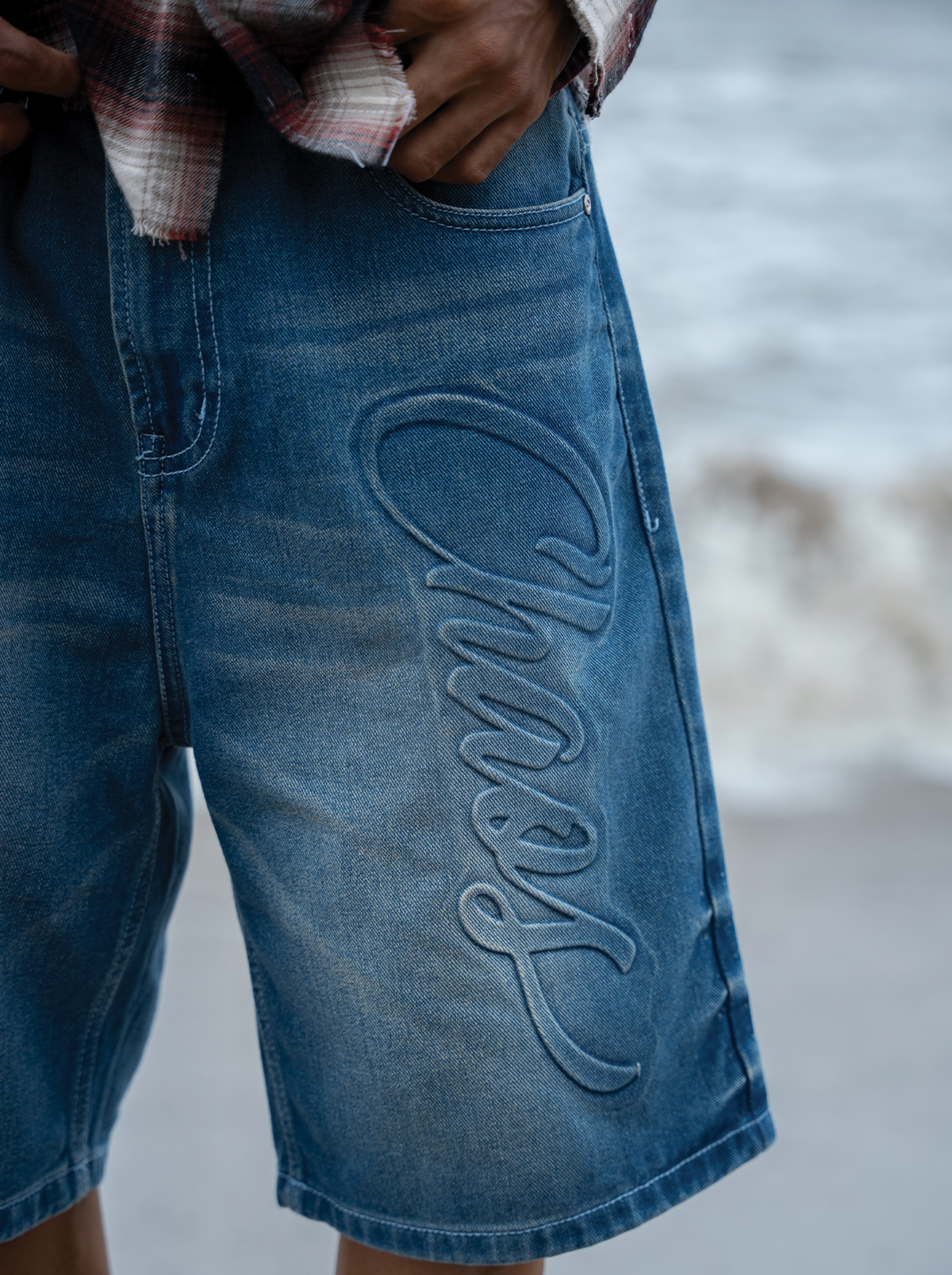 Washed Jorts Light Blue by Peace In Chaos