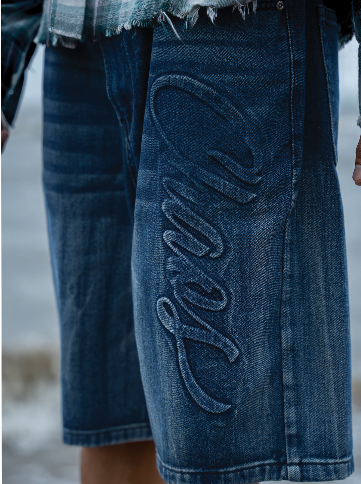 Washed Jorts Dark Blue by Peace In Chaos