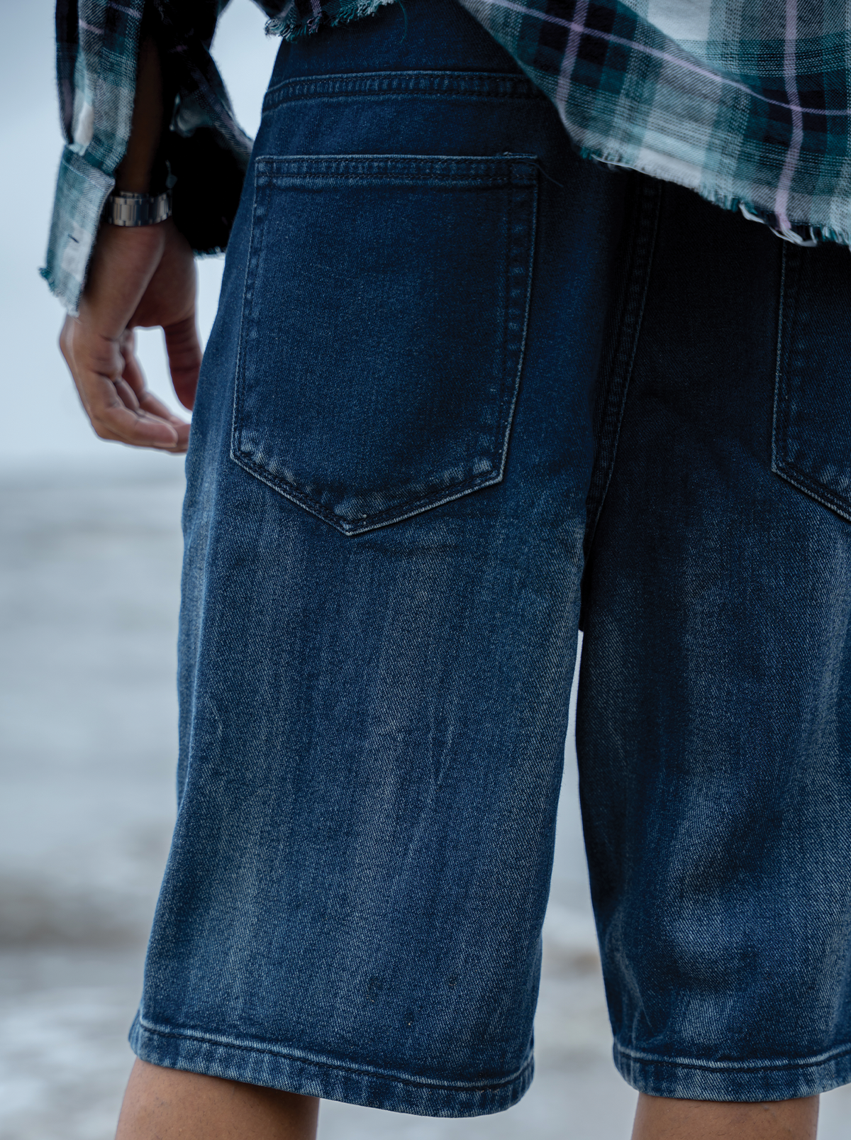Washed Jorts Dark Blue by Peace In Chaos