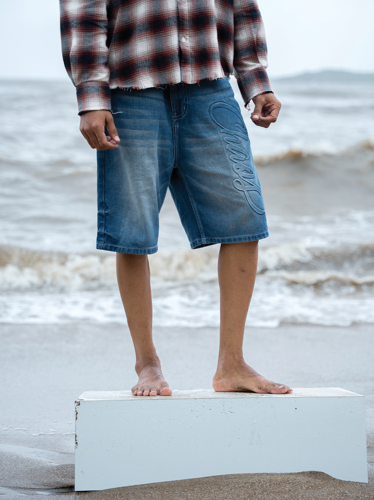 Washed Jorts Light Blue by Peace In Chaos