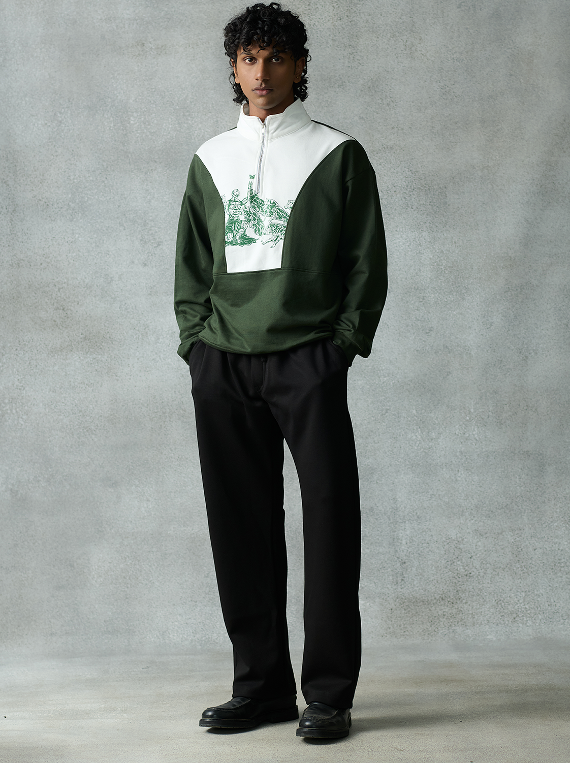 Patchwork Sweatshirt - Forest Green by Peace In Chaos