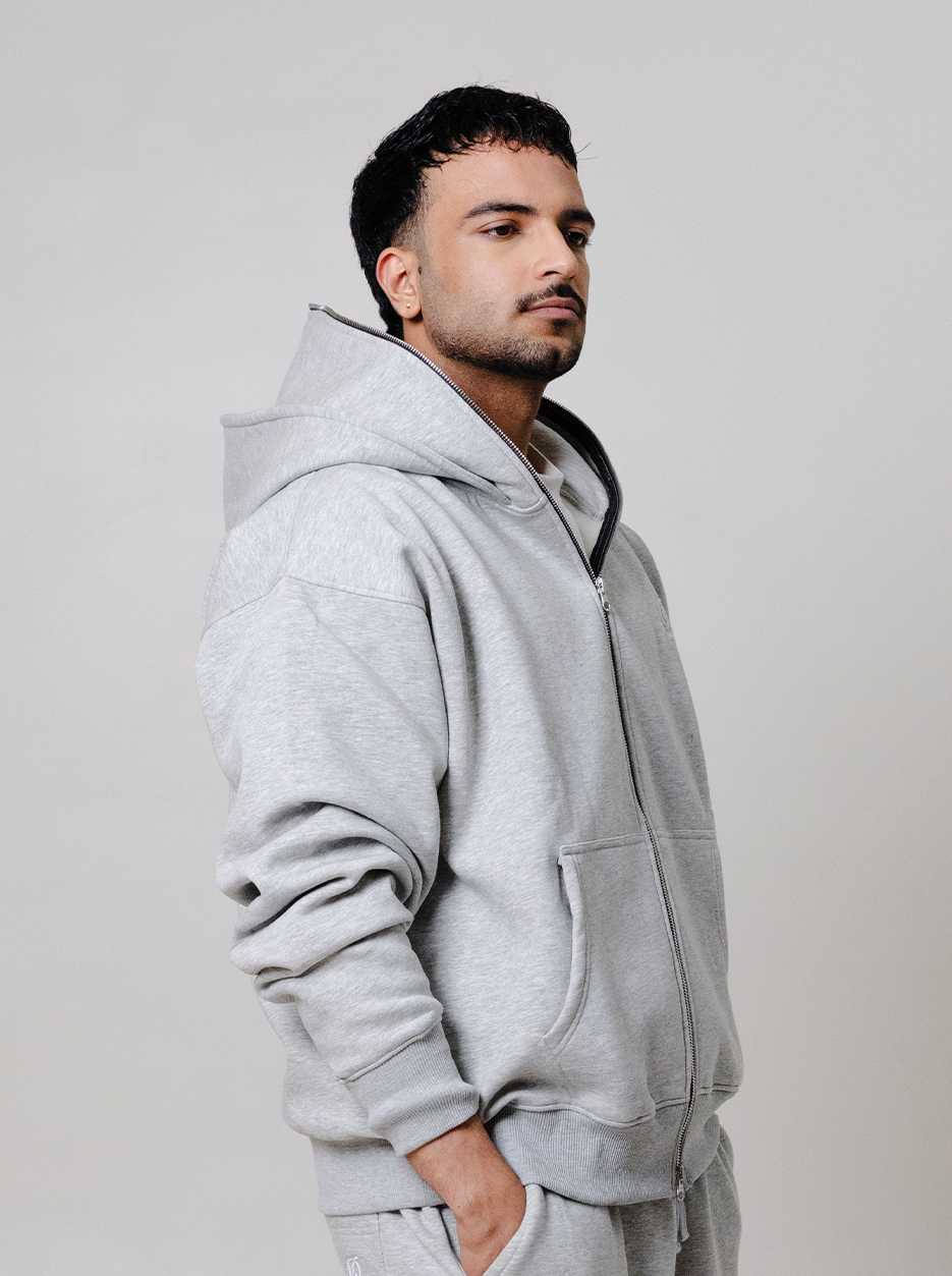 Double Hooded Zipper- Concrete by Peace In Chaos