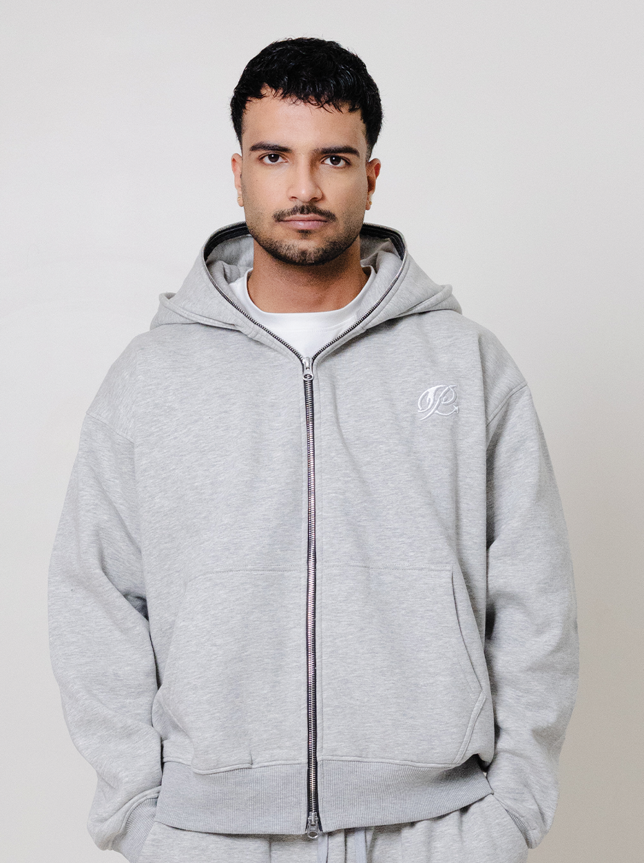 Double Hooded Zipper- Concrete by Peace In Chaos