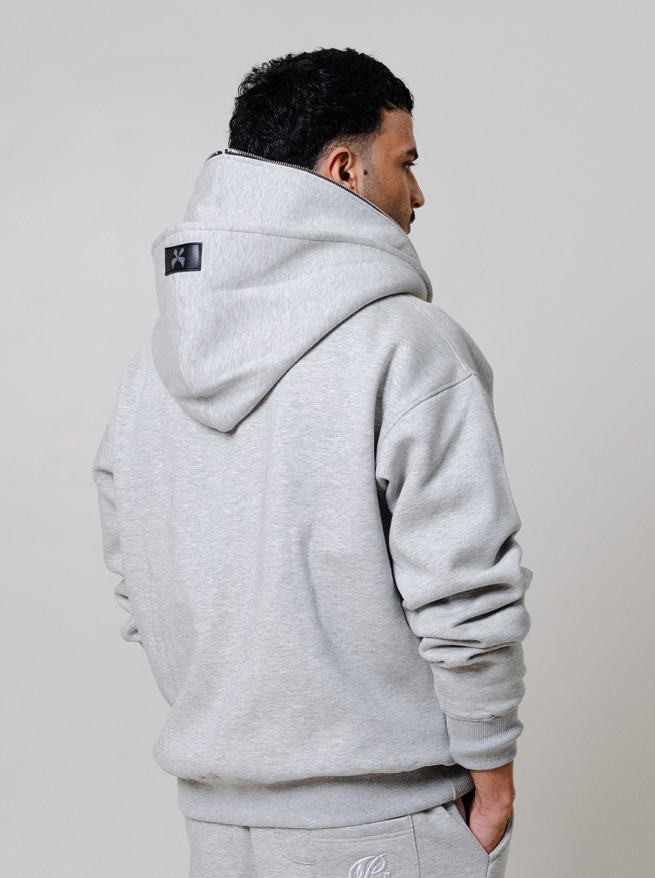 Double Hooded Zipper- Concrete by Peace In Chaos