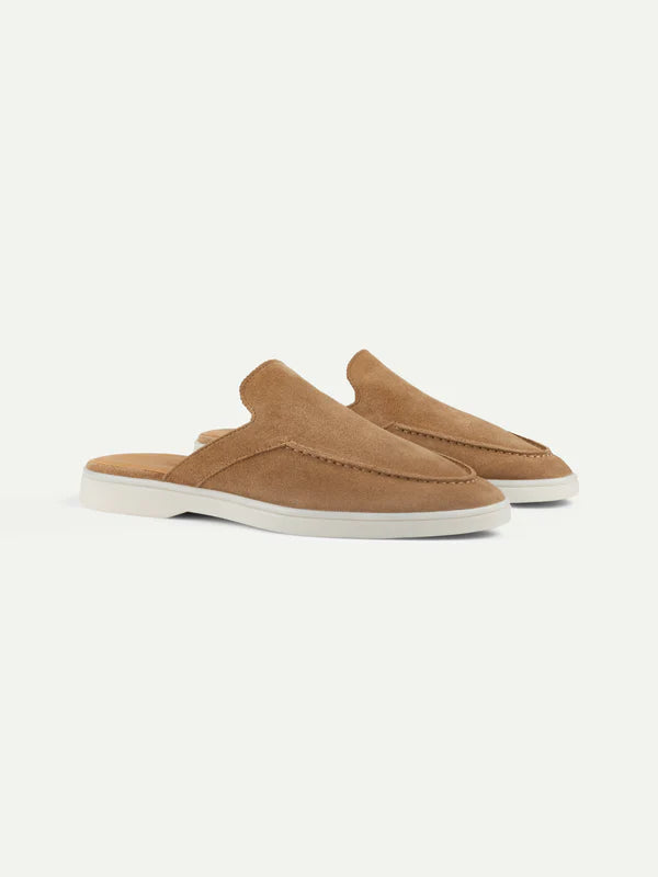 Loro Piana Yacht Slipper — Dark Beige Suede