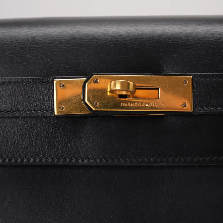 Hermès Vintage Kelly 28 Sellier – Black Box Calf Leather with Gold Hardware - Zeuskicks