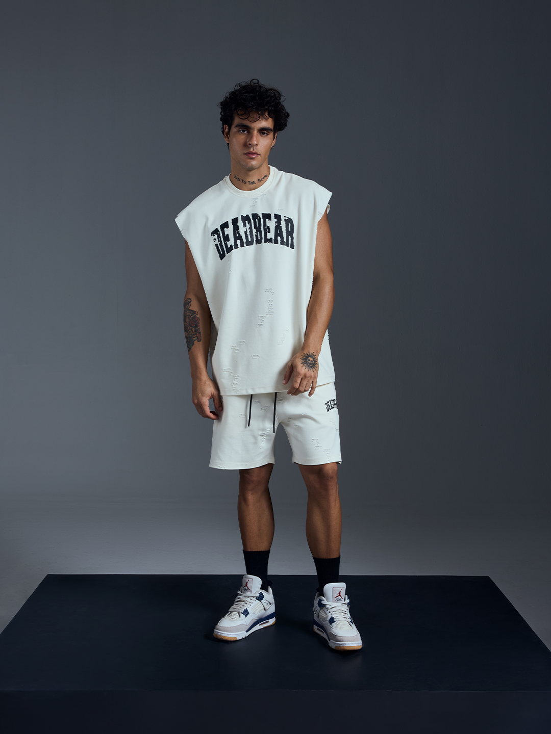 Distressed Cream White Tank by DEADBEAR