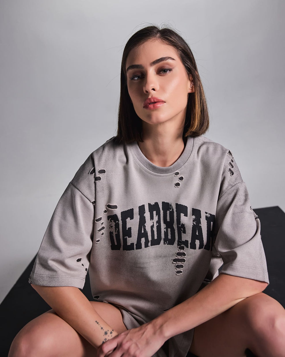 Distressed Washed Grey Tee by DEADBEAR