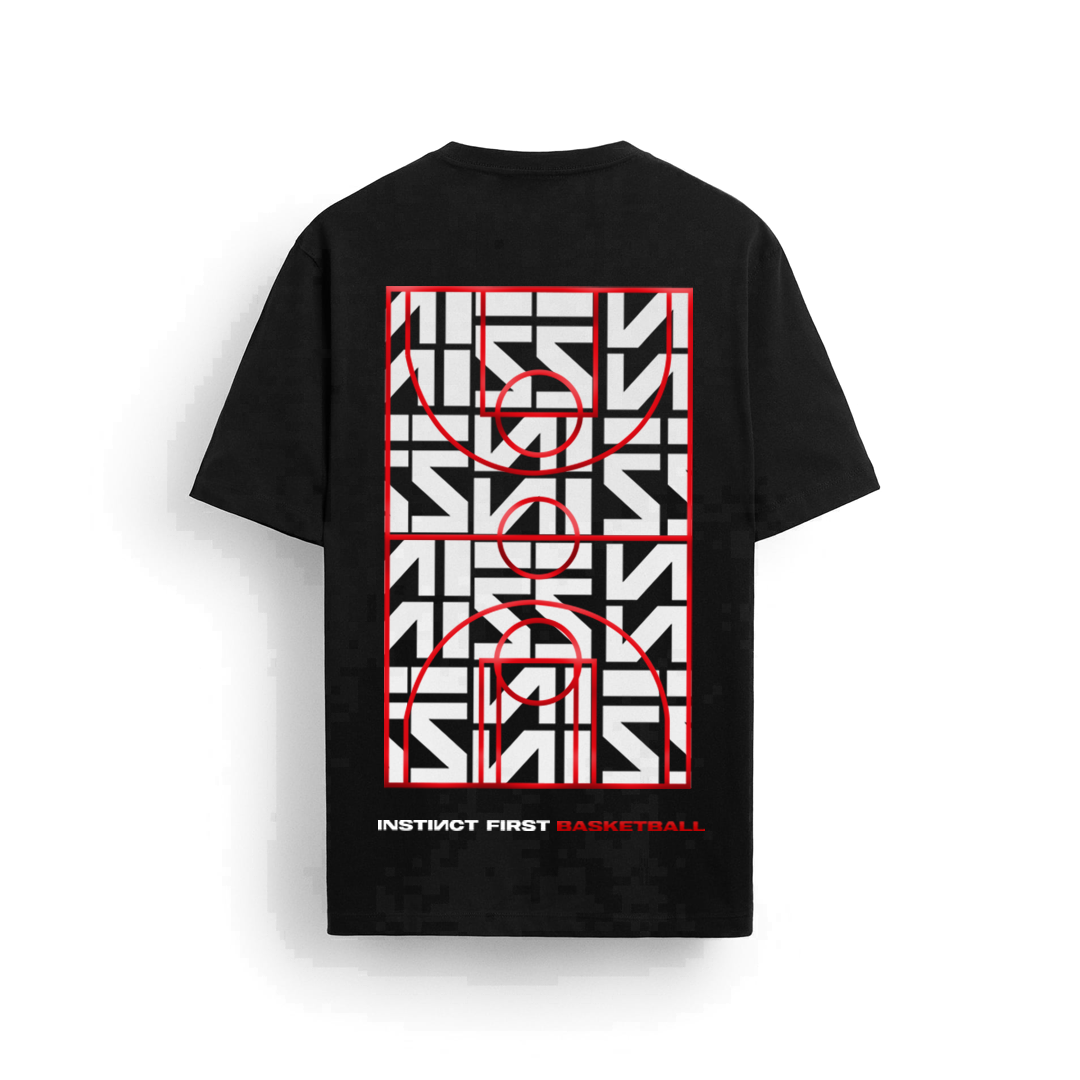 Basketball Court - Oversized T-shirt (Black) by Instinct First