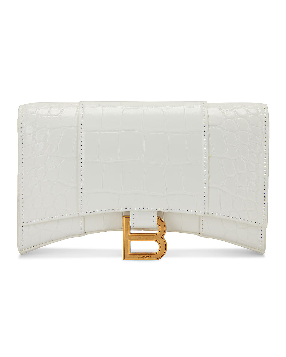 Balenciaga Hourglass Wallet on Chain Bag – White