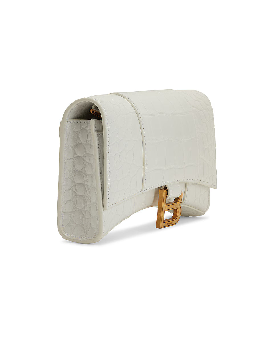 Balenciaga Hourglass Wallet on Chain Bag – White
