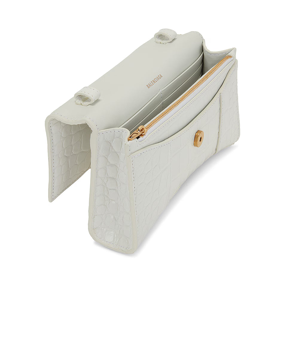 Balenciaga Hourglass Wallet on Chain Bag – White