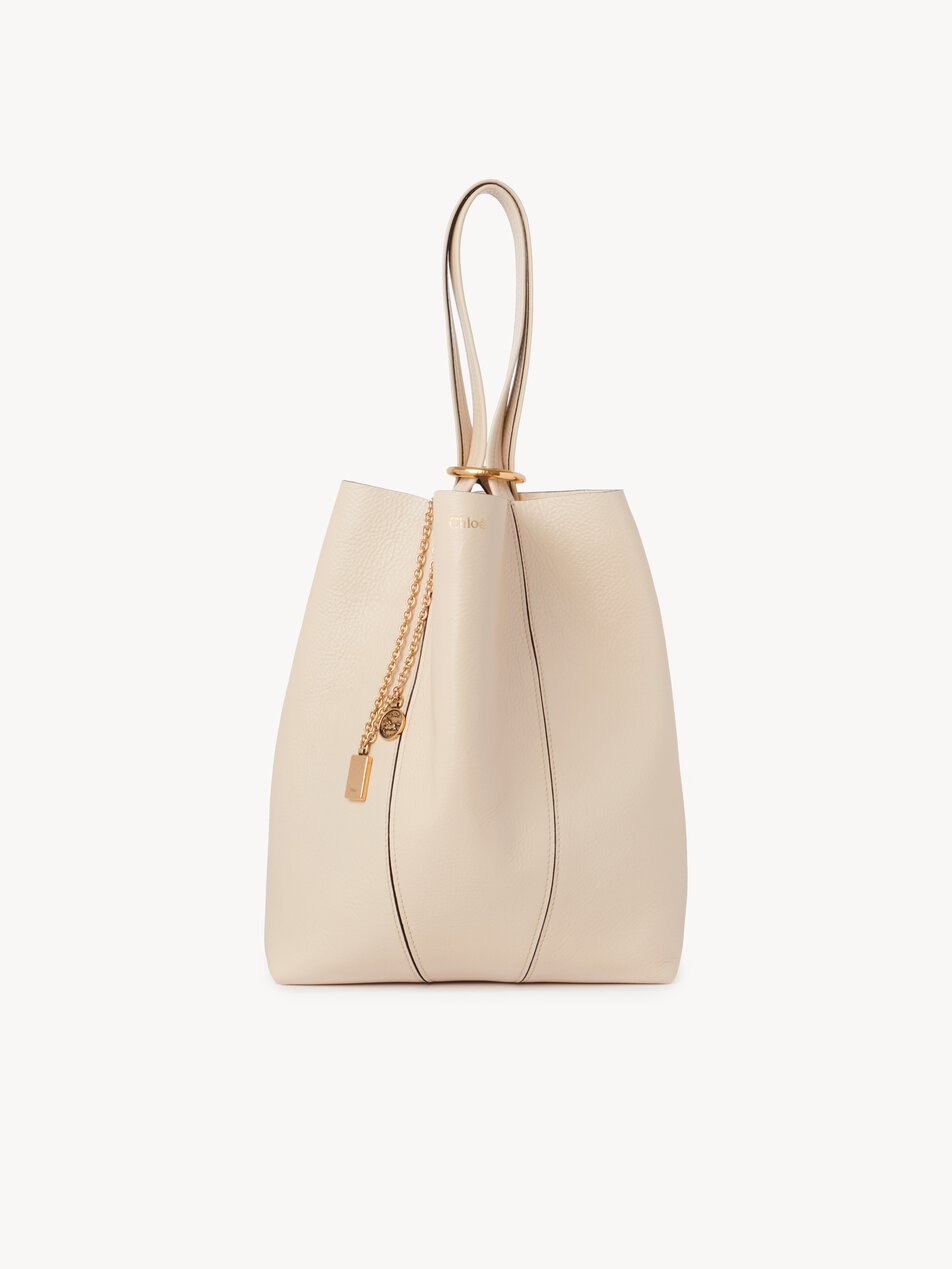 CHLOE Spin tote bag in grained leather Sweet Beige by CHLOE